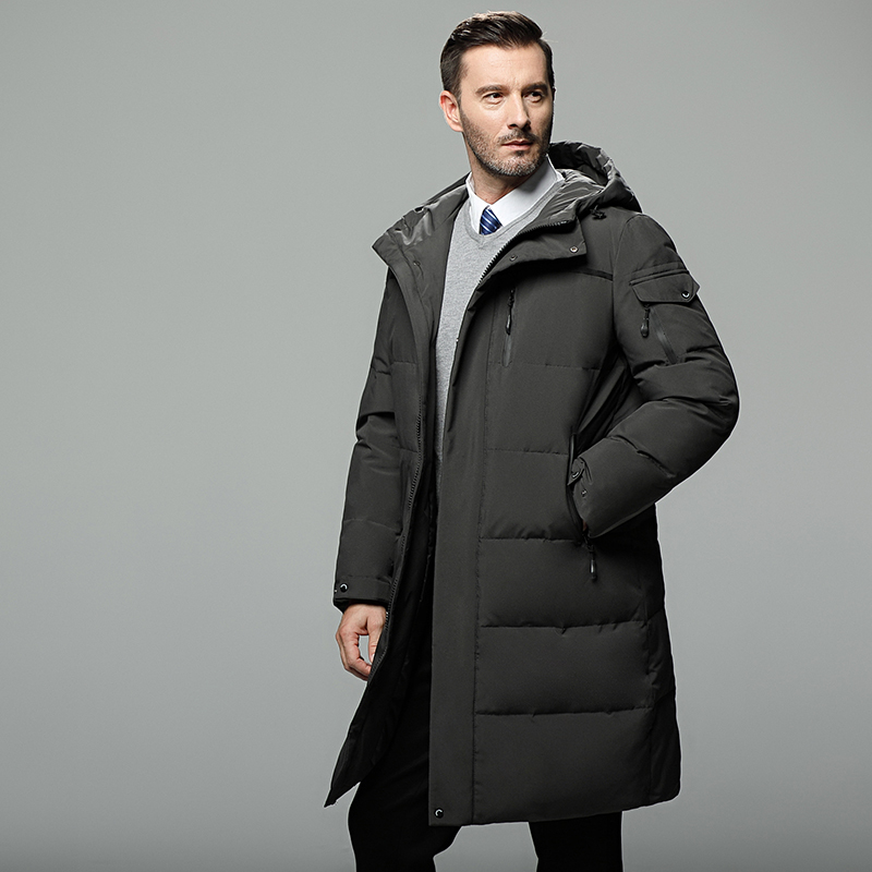 New White Duck Down Jacket Men Winter Thick Warm Hooded Long Parka Coat Overcoat Mens Fashion Duck Down Windbreaker Solid 201225