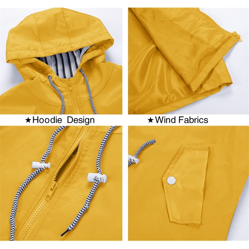 Women Windproof Long Hooded Jackets Waist Tightening With Zip Thin Outwear Multi Color Autumn Winter Coats Sporting Outdoor Coat T200111