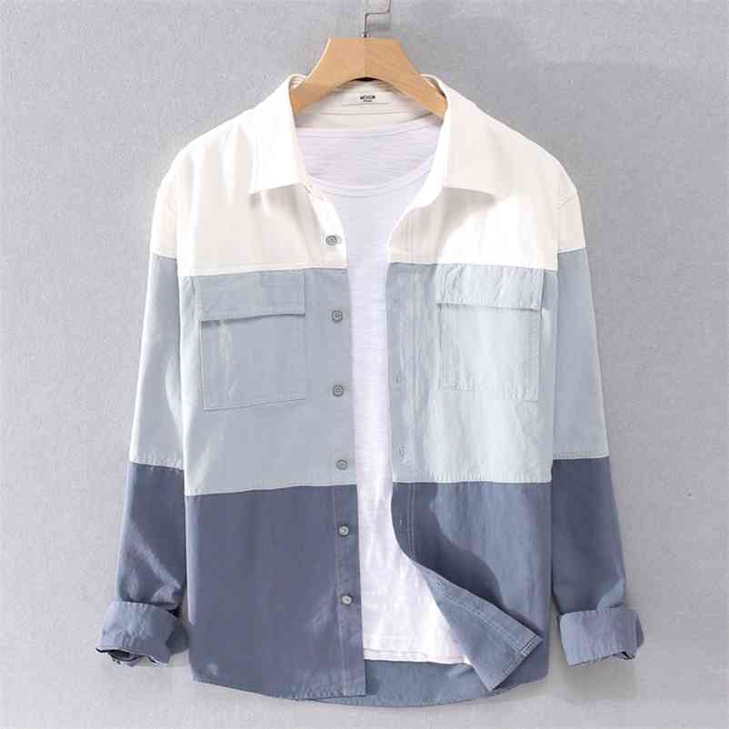 9303 Men Spring Fashion Korea Japan Style Simple Long Sleeve Patchwork Shirt Male Business Casual Vintage Blouse Harajuku Tops 210708, 9303 as picture
9303 Men Spring Fashion Korea Japan Style Simple Long Sleeve Patchwork Shirt Male Business Casual Vintage Blouse Harajuku Tops 210708, 9303 as picture