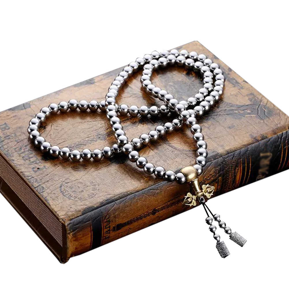 Prayer Casual Gift Outdoor Accessories Bracelet Portable Stainless Steel Buddha Beads Necklace Fashion Self Defense Arts Y2