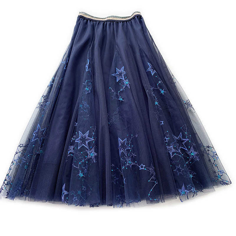 Korea spring and summer A-line double multi-layer mesh halfbody skirt wholesales heavy work lace bottoms Y092 210603