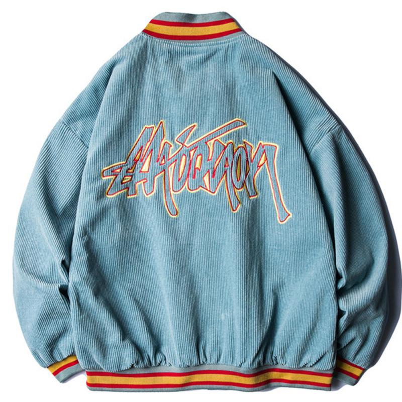 Men's Jackets Korean Fashion Corduroy Baseball Jacket Men Women Hip Hop Letter Embroidered Streetwear Retro Bomber Coats Varsity