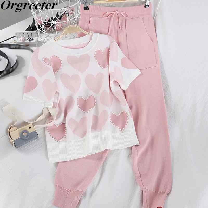 Casual Tracksuits Women Summer Fall Beaded Short Sleeve Knitted Suit O-neck Pullover Tops and Sashes Bow Harem pants 2 Piece Set 210525, Picture color
Casual Tracksuits Women Summer Fall Beaded Short Sleeve Knitted Suit O-neck Pullover Tops and Sashes Bow Harem pants 2 Piece Set 210525, Picture color