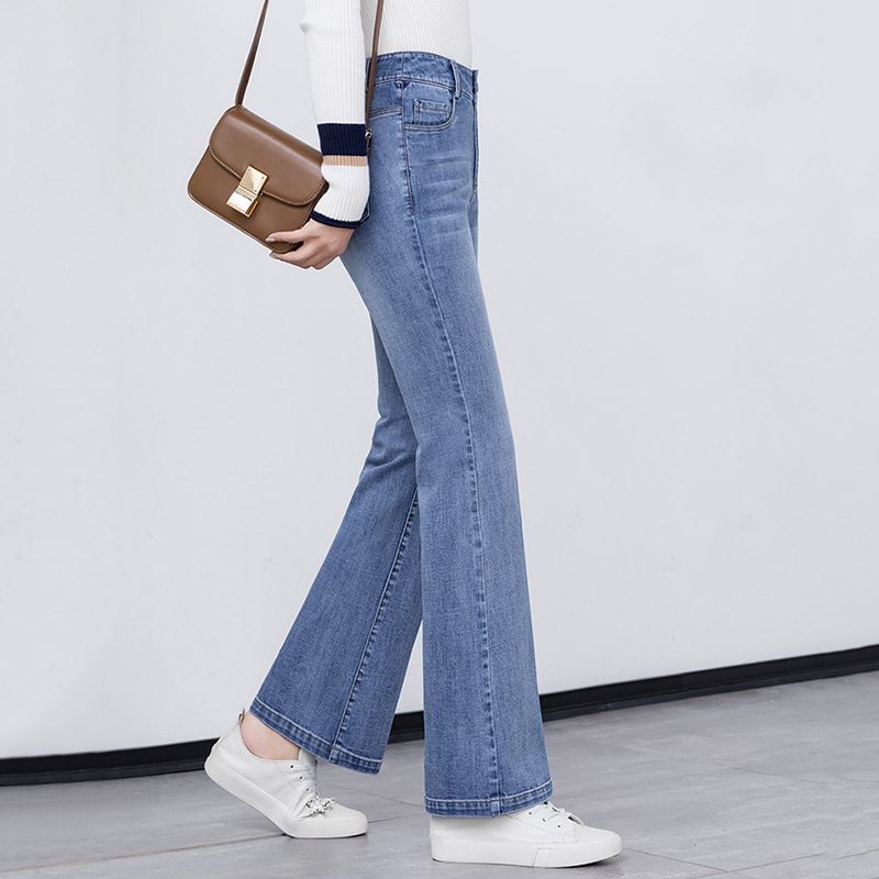 YUEY Spring Summer New Jeans Women High Waist Stretch Straight Ankle Length Slim Beautiful Flare Jeans Boot Cut Pantyhose 210222