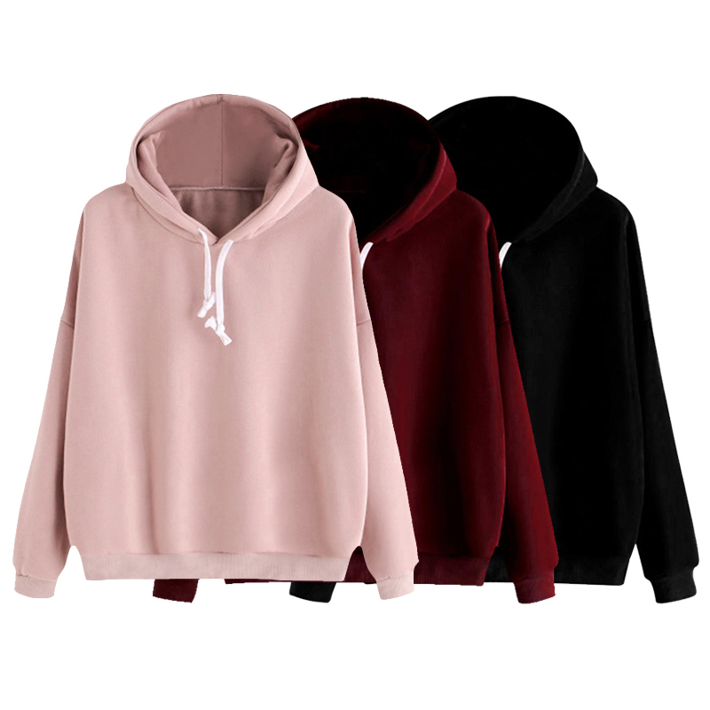 Fashion Women Autumn Hoody Sweatshirt Drawstring Solid Long Sleeve Loose Hoodies Pullover Tops Harajuku Tracksuit sudadera mujer 201102