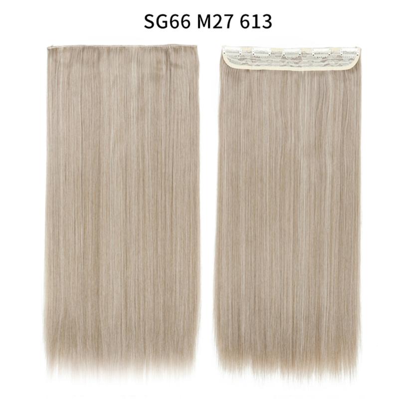 Synthetic Wigs Budabuda 22inch Long Straight 5 Clips In Hair Black Brown High Tempreture Ombre Piece For White Women