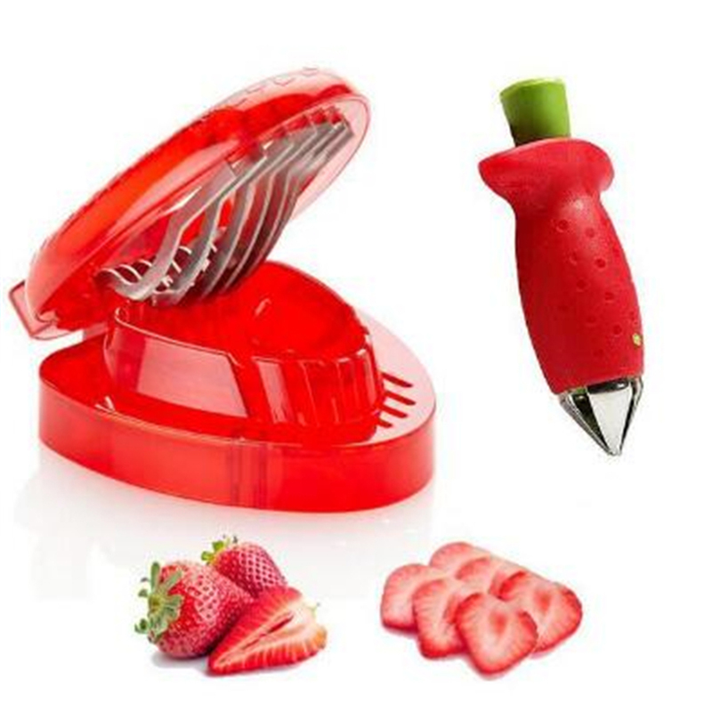 Fraise Trancheuse Cutter Cuisine Fruits Gadget Outils Fraise Corer Fraise Huller Feuille Tige Remover Cuisine Accessoires