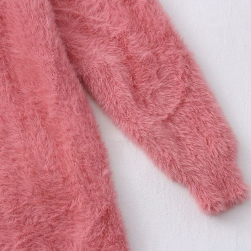 Winter Clothes Women Faux Mink Cashmere Cardigan Loose Pull Femme Bat Sleeve Long Coat Thickness Warm Knitted Sweater Outwear 210218