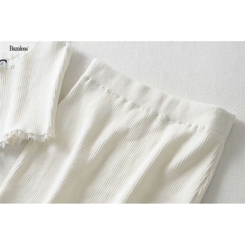 Bazaleas harajuku Lace Patchwork two piece set Cotton black women Suit Vintage Crop top and Mini Skirt Sexy cropped skirt T200325