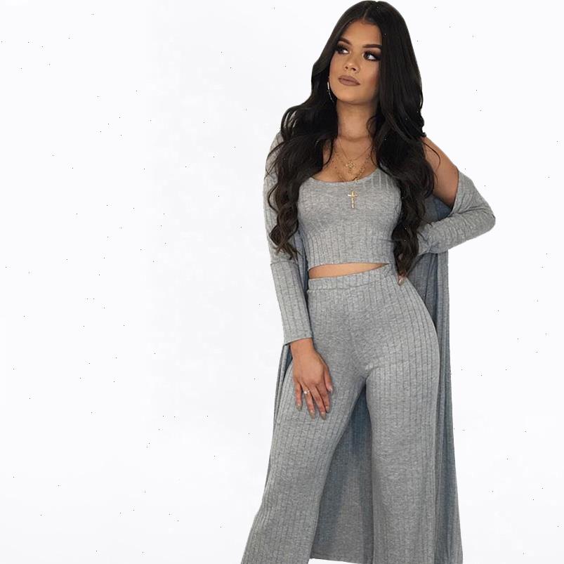 women sleeveless tank crop with leg waist pants long sleeve cardigan coat 3 piece set solid color casual knitted suit, Gray
women sleeveless tank crop with leg waist pants long sleeve cardigan coat 3 piece set solid color casual knitted suit, Gray