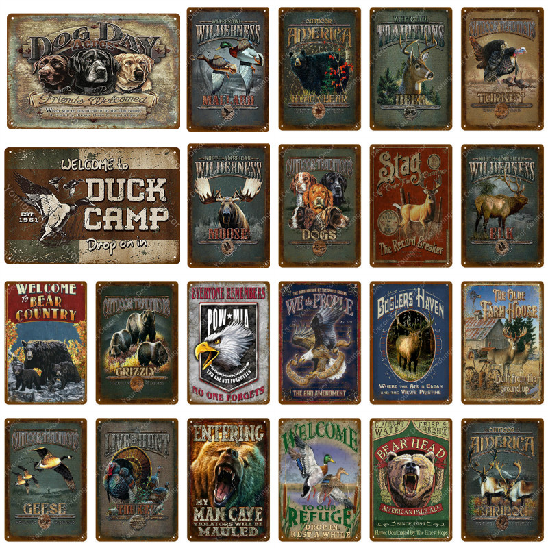 Vintage Man Cave Poster Hunting Deer Grizzly Geese Bear Dogs Moose Metal Tin Signs For Club Farm House Decor Hunt Wall Plaque Q0308
Vintage Man Cave Poster Hunting Deer Grizzly Geese Bear Dogs Moose Metal Tin Signs For Club Farm House Decor Hunt Wall Plaque Q0308