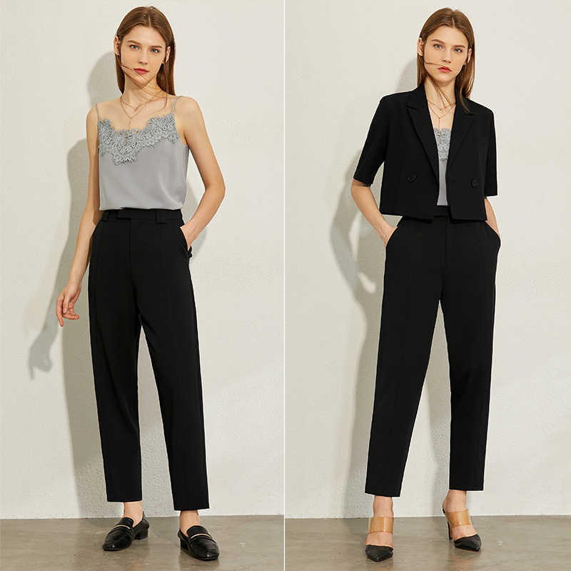 Minimalism Spring Summer Solid Chiffon Causal Women Pants Fashion High Waist Straight Ankel-length Female 12030172 210527