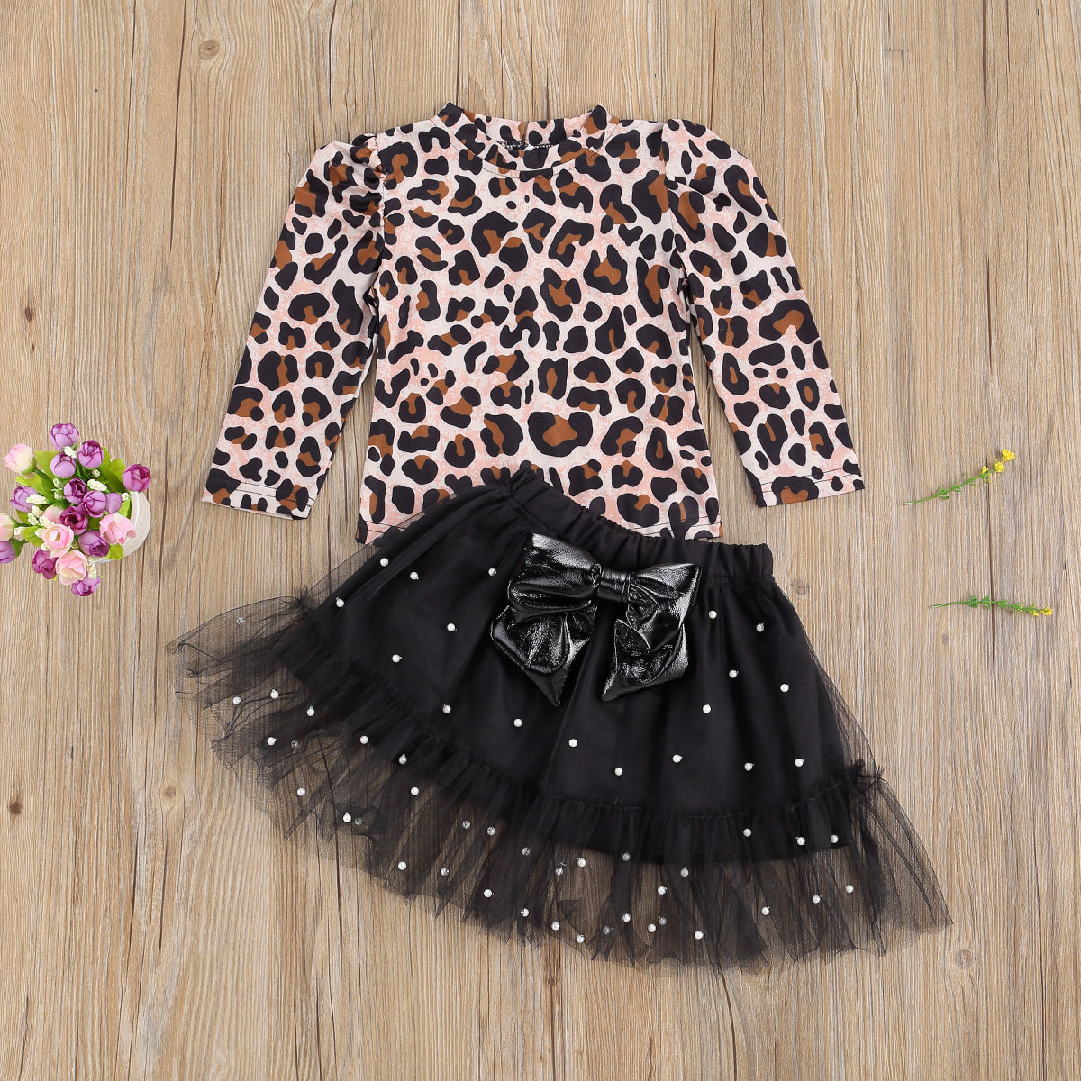 Autumn Fashion Kids Girls Leopard Clothes Sets 2pcs Long Sleeve Pullover T Shirts Tops Pearl Lace Bow Tutu Skirts 1-6T, Black
Autumn Fashion Kids Girls Leopard Clothes Sets 2pcs Long Sleeve Pullover T Shirts Tops Pearl Lace Bow Tutu Skirts 1-6T, Black