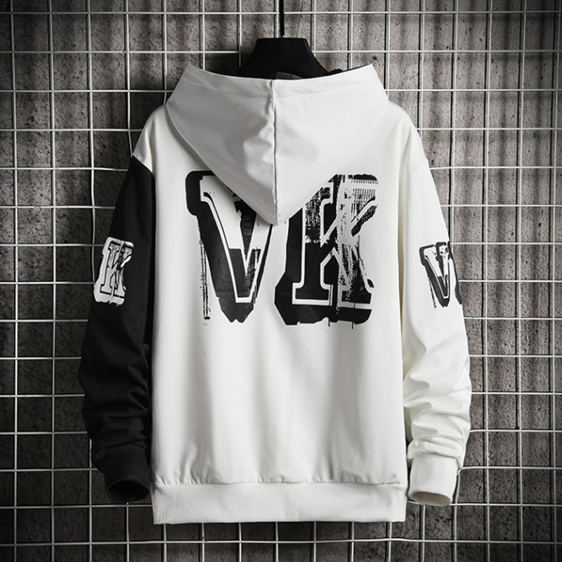 Streetwear Men Hoodie New Letter Print Hooded Sweatshirts Mens Patchwork Hip Hop Hoodies High Street Fashion Tops Men 201104