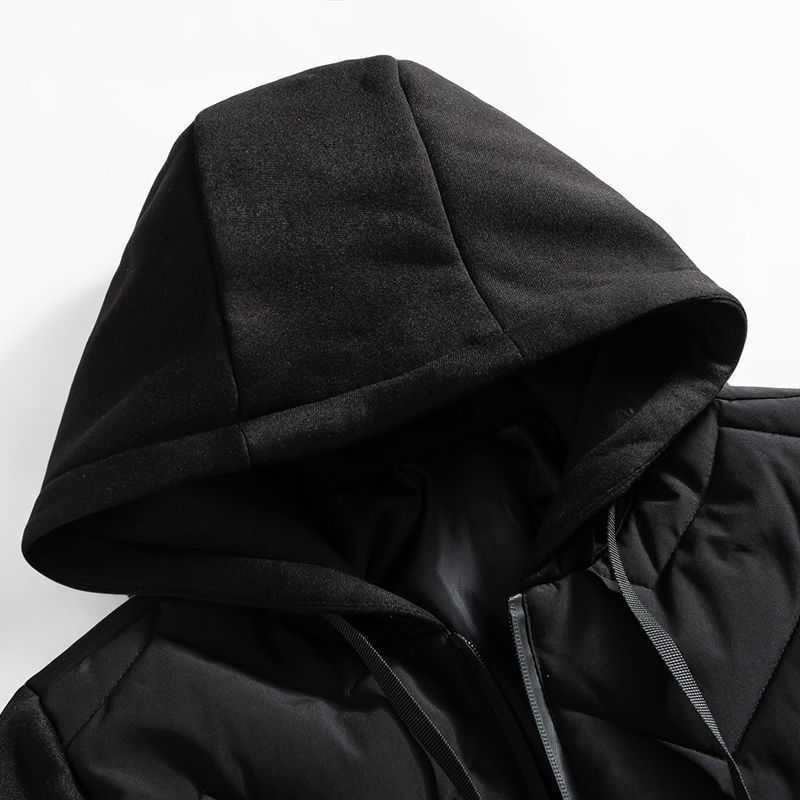 Winter Men Parka Casual Jacket Fashion Color patchwork Outwear Thicken And Warm hooded Coat Slim Fit Drop MF9 210818