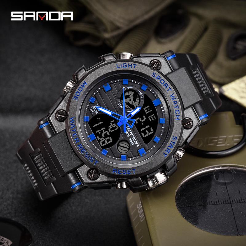 Wristwatches SANDA Sports Men's Watches Luxury Military Quartz Electronic Shockproof Waterproof Digital Wristwatch Relogio Masculino, Gold
Wristwatches SANDA Sports Men's Watches Luxury Military Quartz Electronic Shockproof Waterproof Digital Wristwatch Relogio Masculino, Gold