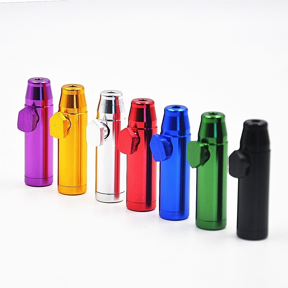Nasal Snorting Powder Dispenser Snuff Box Metal Snorter Rocket Bullet Sniffer Smoking Pipe C0310
