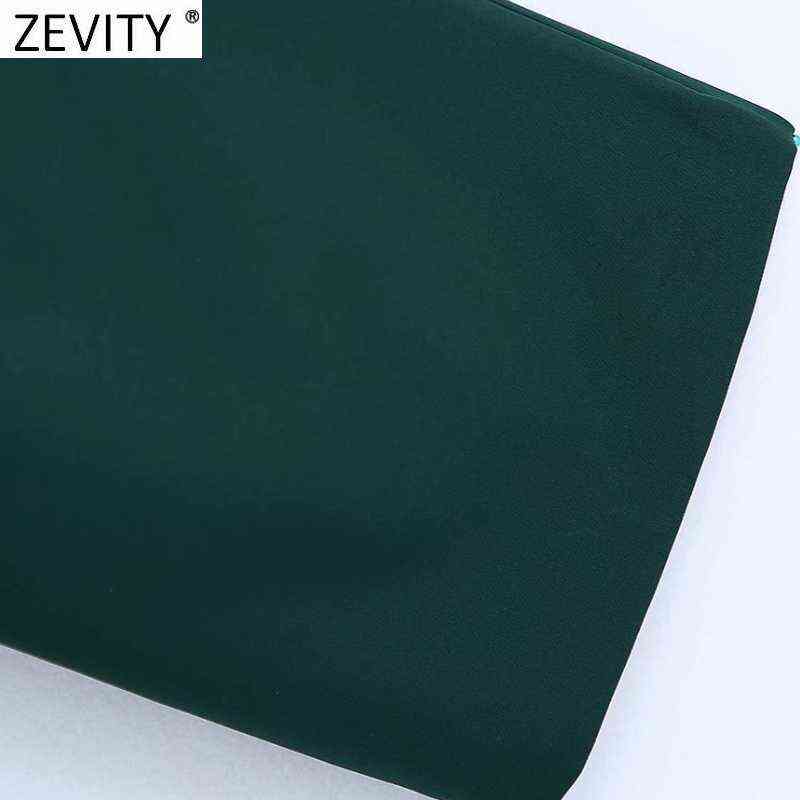 Zevity Women Chic Fashion Side Pockets Straight Pants Office Wear Vintage High Waist Zipper Fly Female Trousers Mujer P1016 211115