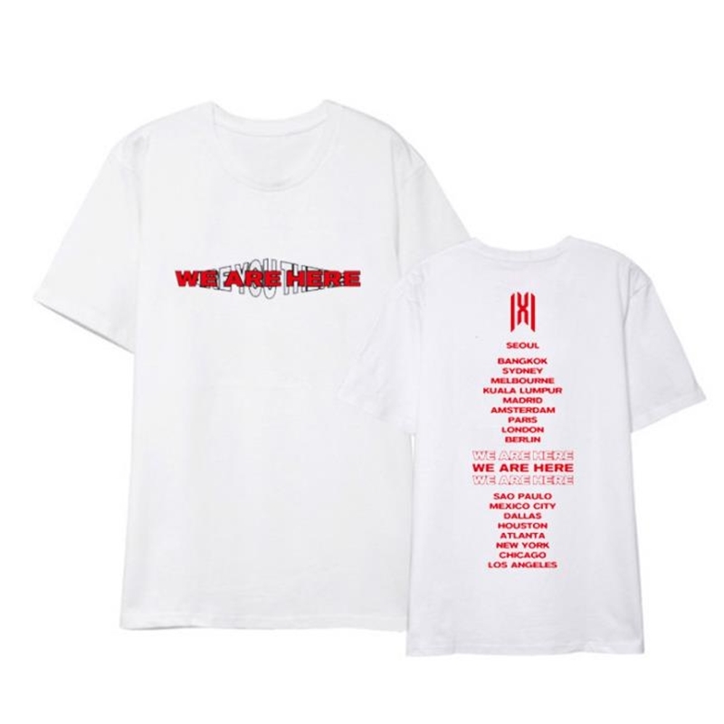Kpop monsta x we are here world tour city names printing o neck t shirt unisex fashion summer short sleeve t-shirt 210306