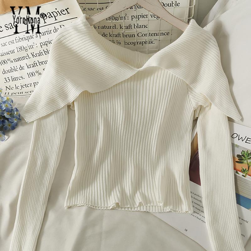 Women's Sweaters YornMona Sexy Off Shoulder Knitted Women Long Sleeve Elegant Pullover Shirts Streetwear Ladies Tops, White;black
Women's Sweaters YornMona Sexy Off Shoulder Knitted Women Long Sleeve Elegant Pullover Shirts Streetwear Ladies Tops, White;black