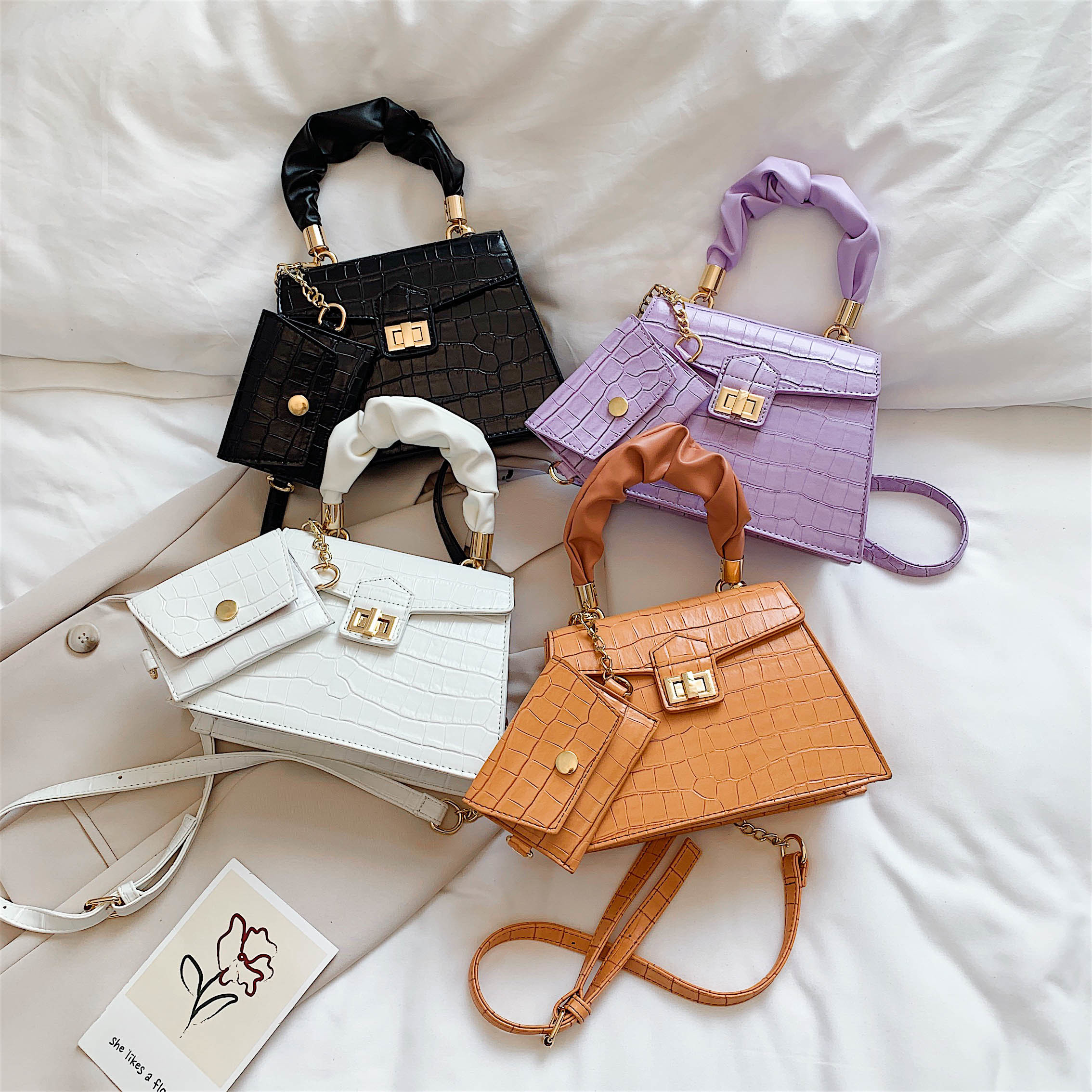 2 Pcs/set Stone Pattern Small PU Leather Cross Body Bags For Women 2021 Elegant Travel Chain Crossbody Shoulder Handbags 210226