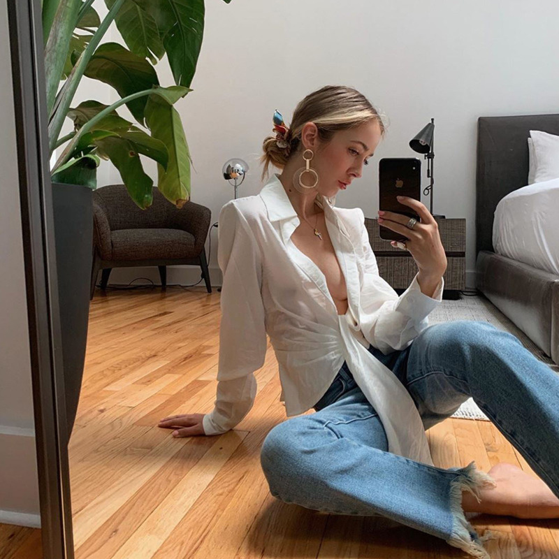 TITAME Classic White Shirt Women Long Sleeve Blouse Lace Up Knot Office Ladies Blouse Spring Autumn Sex Female Tunic Top 21302