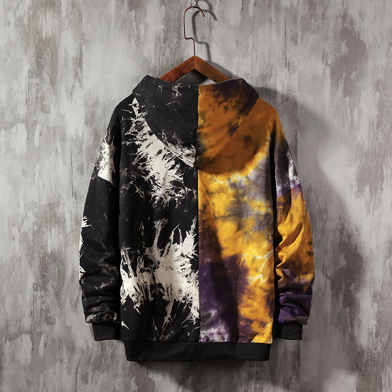 SingleRoad Men's Hoodies Oversized Tie Dye Patchwork Shark Harajuku Japanese Streetwear Hip Hop Hoodie Men Sweatshirt Male 201020