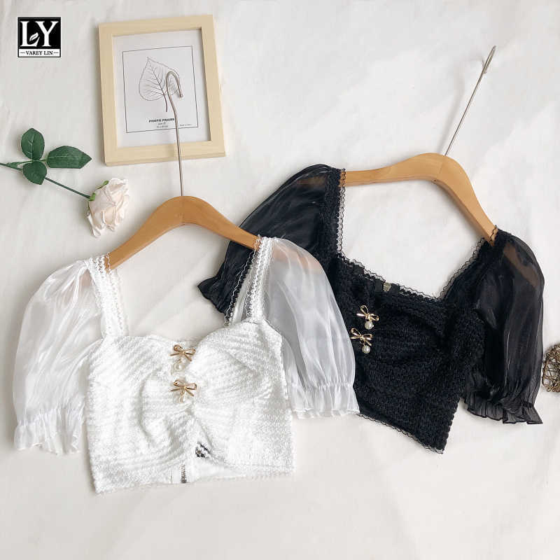 LY VAREY LIN Summer Women Casual Square Collar Lace Puff Sleeve Short Shirts Tops Sexy Bow High Waist Zipper 210526, White
LY VAREY LIN Summer Women Casual Square Collar Lace Puff Sleeve Short Shirts Tops Sexy Bow High Waist Zipper 210526, White