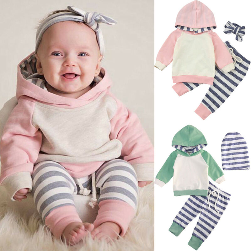 New 3PCS Baby Girl Long Sleeve Patchwkro Hooded Boy Sweatshirt +Striped Leggings Pants Newborn Outfits Set, Green
New 3PCS Baby Girl Long Sleeve Patchwkro Hooded Boy Sweatshirt +Striped Leggings Pants Newborn Outfits Set, Green