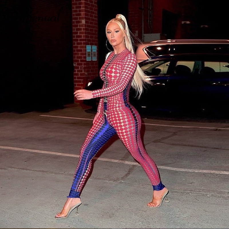 Simenual Fitness Sporty Long Sleeve Bodycon Jumpsuits Fall Women Clothing Active Wear Casual Print One Piece Outfits Slim 201007