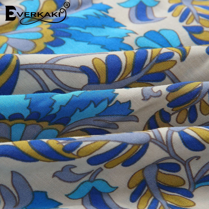 Everkaki Boho Print Long Skirts Women Bottoms Elastic Waist Gypsy Ethnic Ladies Skirt Female Spring Summer Fashion 210306