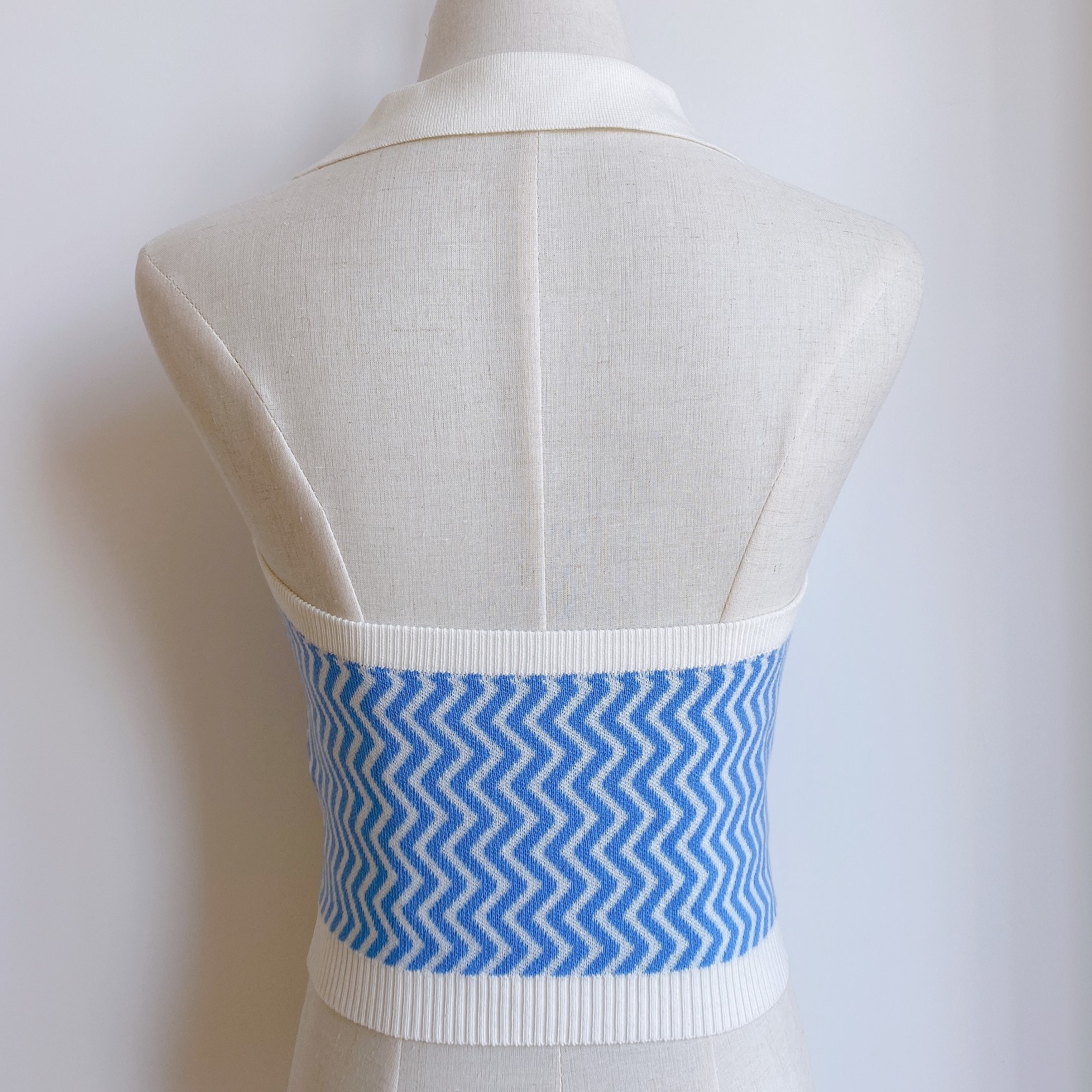 90s Chic Bella Hadid Knit Halter Crop Top Women Vintage Blue Striped Summer Beach Tank Tops Street Fashion Girls Sexy Tee Shirts 210308