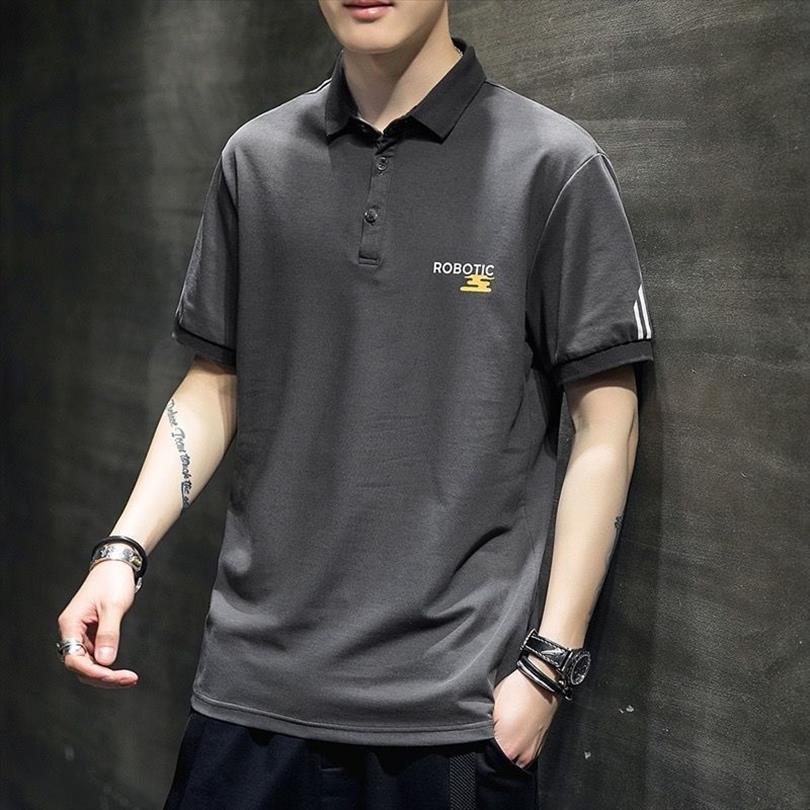 man shirt casual embroidery cotton men polos short sleeve turn down collar clothing, White;black
man shirt casual embroidery cotton men polos short sleeve turn down collar clothing, White;black