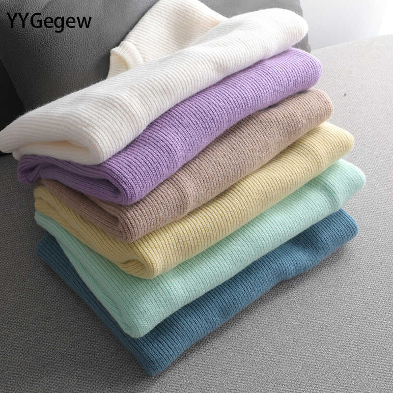 YYGegew Loose Knitted Cashmere Sweater Winter Solid Female Pullovers Warm Basic Knitwear Jumper 211011Z