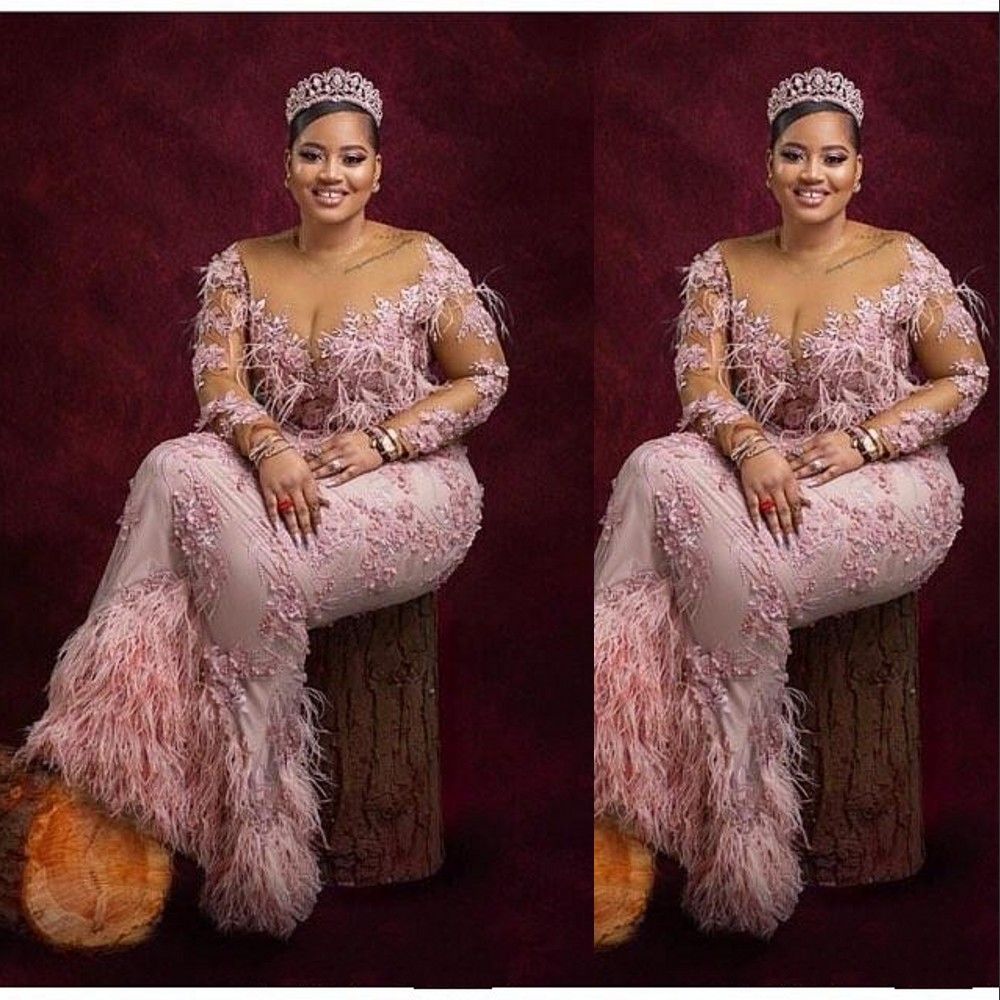 2021 Sexy Pink Aso Ebi Arabic Luxurious Lace Crystal Beaded Feather Evening Dresses Wear Mermaid Long Sleeves Prom Dress Formal Party Second Reception Gowns, Light purple
2021 Sexy Pink Aso Ebi Arabic Luxurious Lace Crystal Beaded Feather Evening Dresses Wear Mermaid Long Sleeves Prom Dress Formal Party Second Reception Gowns, Light purple