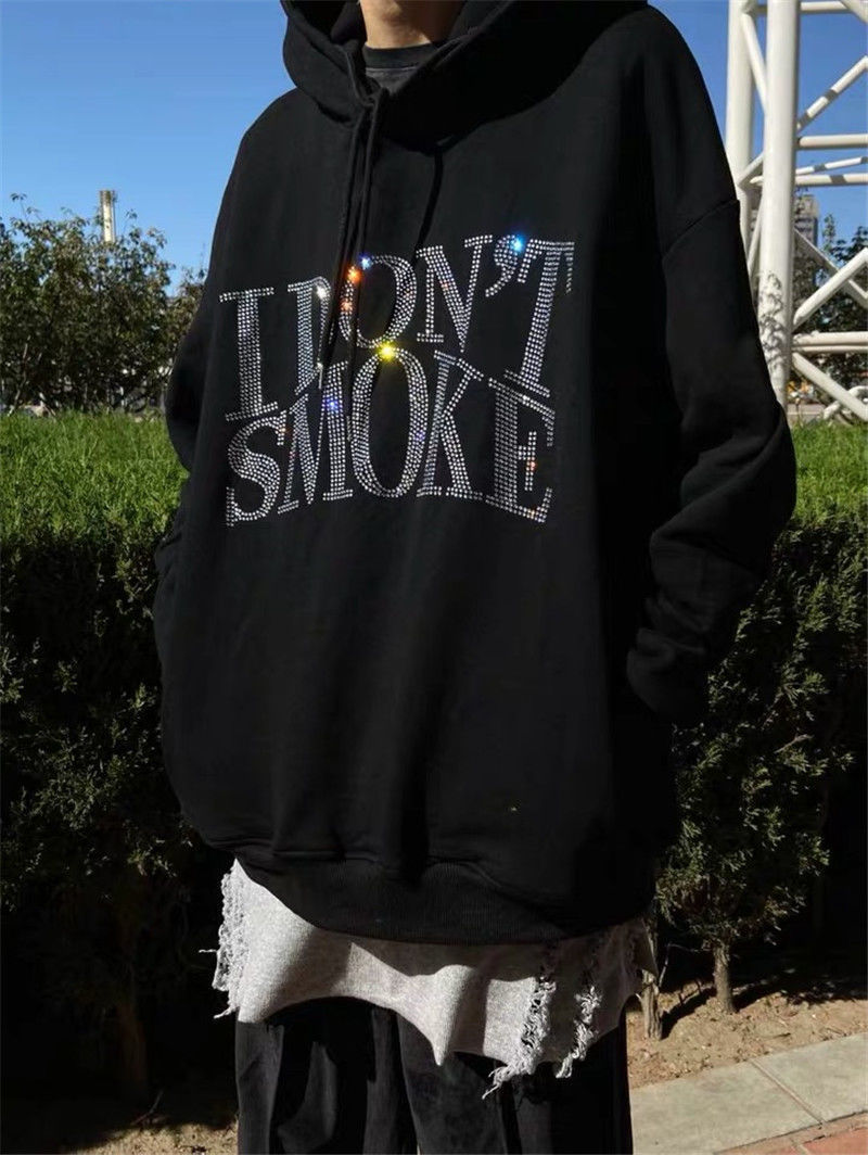 M-3XL Fashion I Don't Smoke Printing Hoodie Women Pullover Black Tops OverSized Long Sleeve Sweatshirt Outdoor Casual Tracksuit 201202