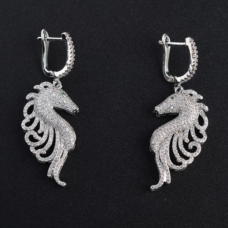 Dangle & Chandelier 18*52mm 1pair Sea Horse Cubic Zircon Paved CZ Hoop Earrings, Silver
Dangle & Chandelier 18*52mm 1pair Sea Horse Cubic Zircon Paved CZ Hoop Earrings, Silver