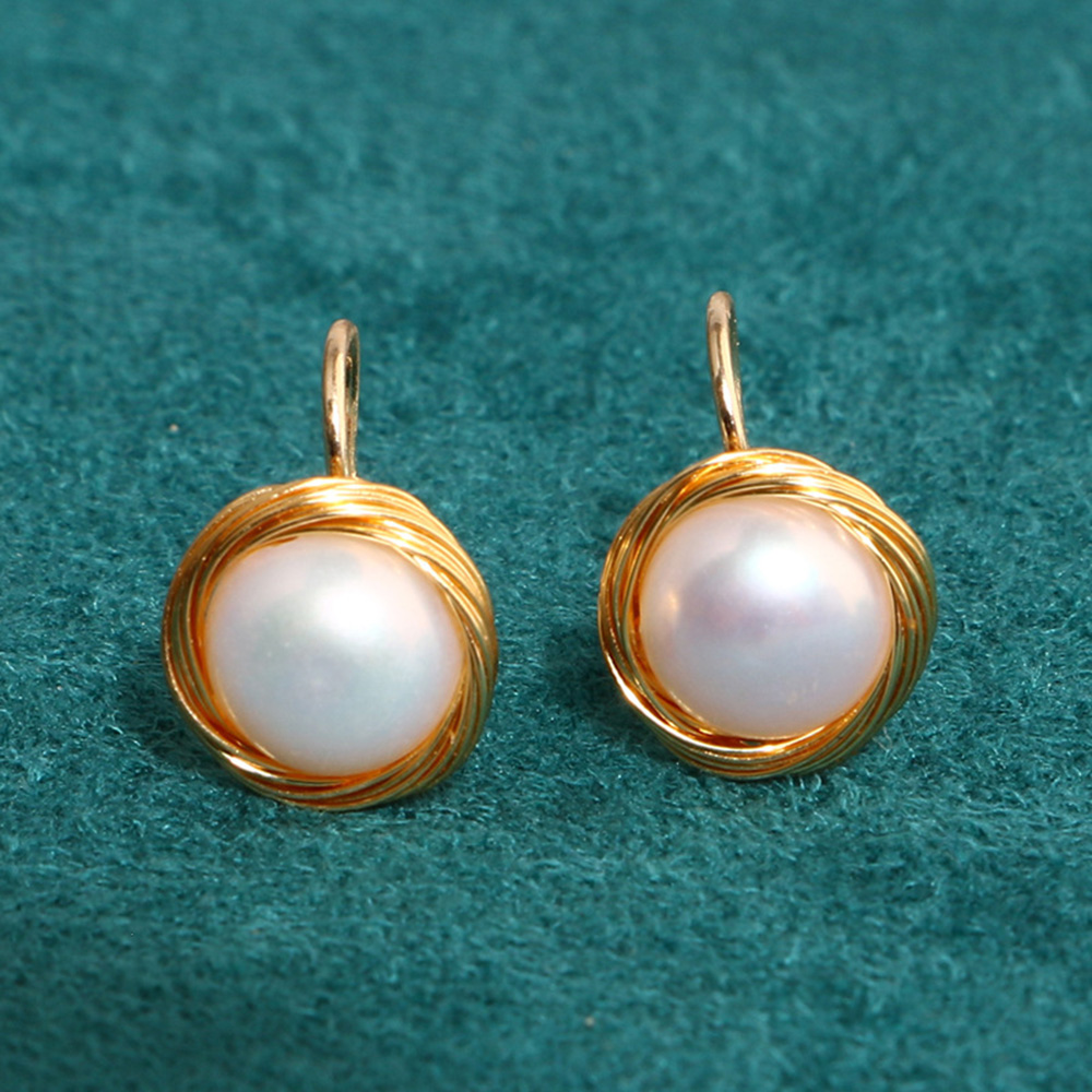 S925 Pearl Stud Earring 18K Real Gold Plated Prevent Allergy Earrings No Pierced Ears Ear Clip Painless Freshwater Natural Pearls
