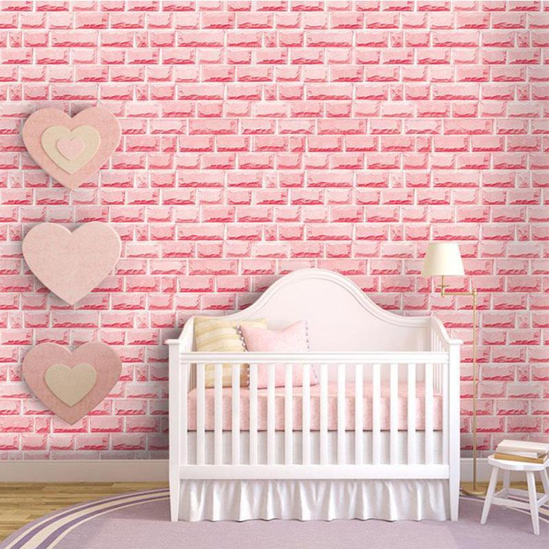 Wallpapers 3D Pink Brick Wall Paper PVC Self Adhesive Wallpaper Roll For Living Room Girls Bedroom Dormitory House Decoration