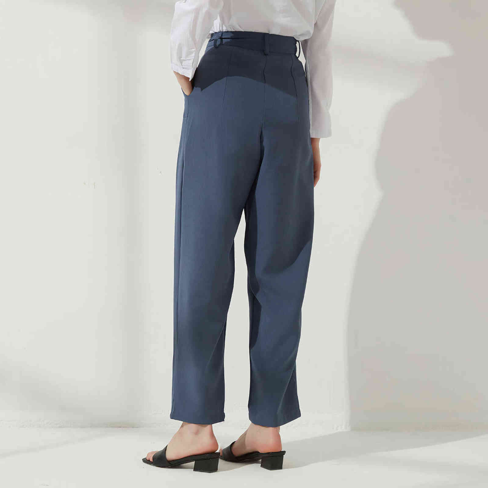 Wixra Women Loose Office Lady Pants Casual Wide-Leg Harem Spring Summer Button Zipper Solid Trousers 211115