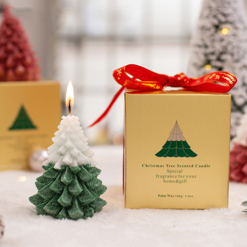 Decorations Candles Christmas Tree Aromatherapy Candle Creative Xmas Gifts About 8*9cm Gift Box Package LLB12362 S260204