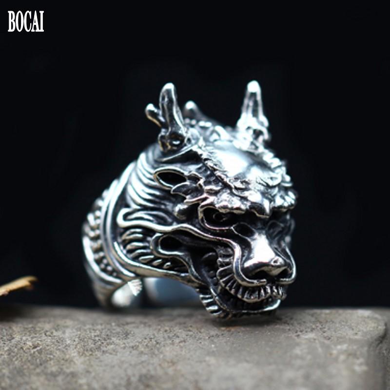 Cluster Rings 100% Real Solid S925 Pure Silver Jewelry Retro Domineering Faucet Ring For Man Personality Carved Thai Fashion
Cluster Rings 100% Real Solid S925 Pure Silver Jewelry Retro Domineering Faucet Ring For Man Personality Carved Thai Fashion