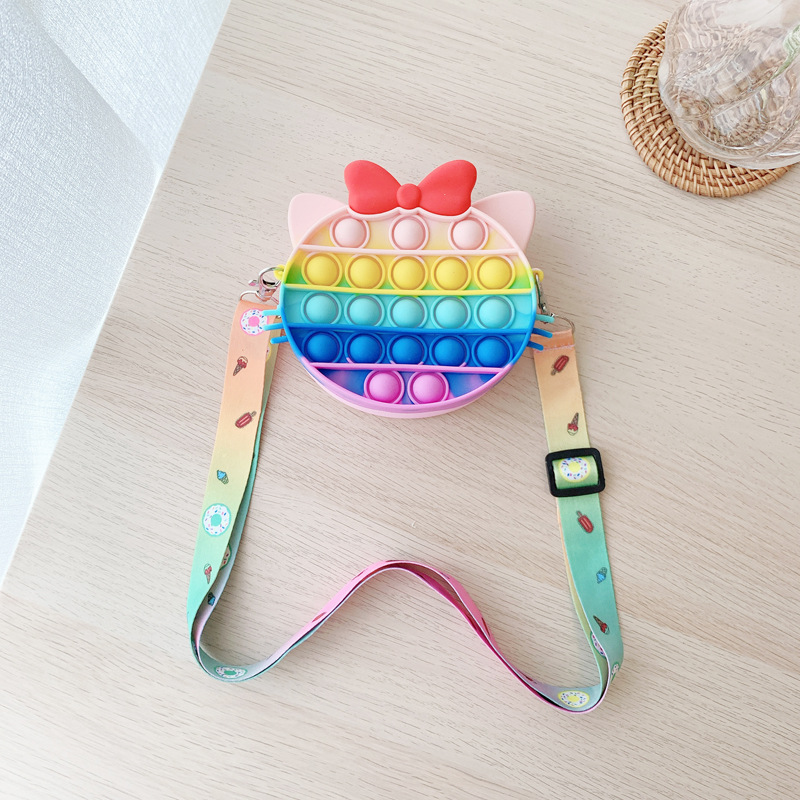 Cat Bag Pop It Fidget Stress Release Toy Simple Dimple Anti-Stress Coin Purse Push Bubble Squeeze Messenger Bag for Girls Gift