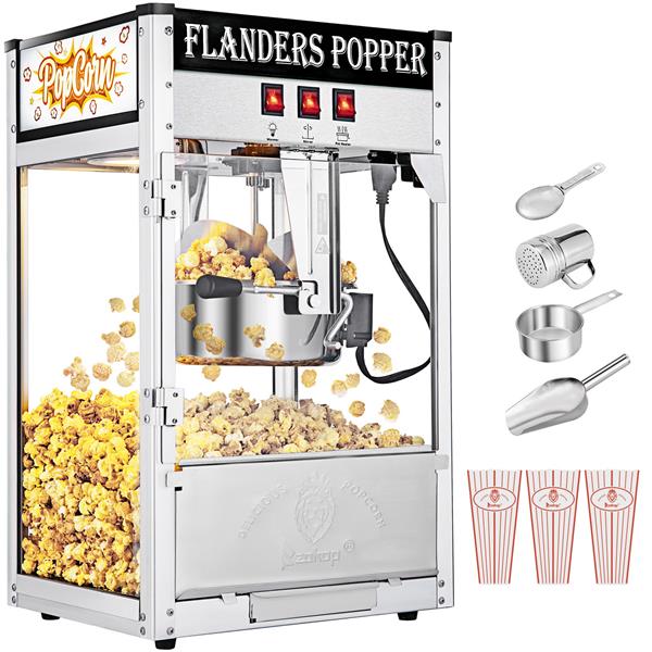 Popcorn Machine 850W 120V-60HZ 8oz, Countertop Maker w/Single Door, Stainless Steel Scoop, Oil Spoon
Popcorn Machine 850W 120V-60HZ 8oz, Countertop Maker w/Single Door, Stainless Steel Scoop, Oil Spoon
