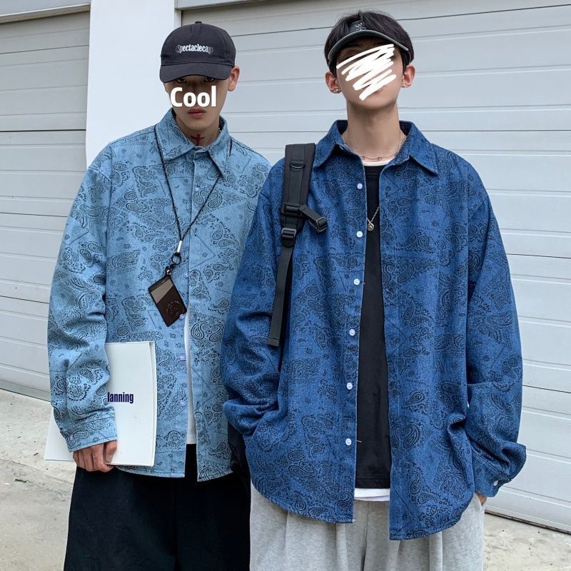 2021 New Men's Fashion Clothing Coats Flower Printed Denim Long Sleeve Camisa Social Masculina Streetwear Blue Shirt M- 83de, Light blue
2021 New Men's Fashion Clothing Coats Flower Printed Denim Long Sleeve Camisa Social Masculina Streetwear Blue Shirt M- 83de, Light blue
