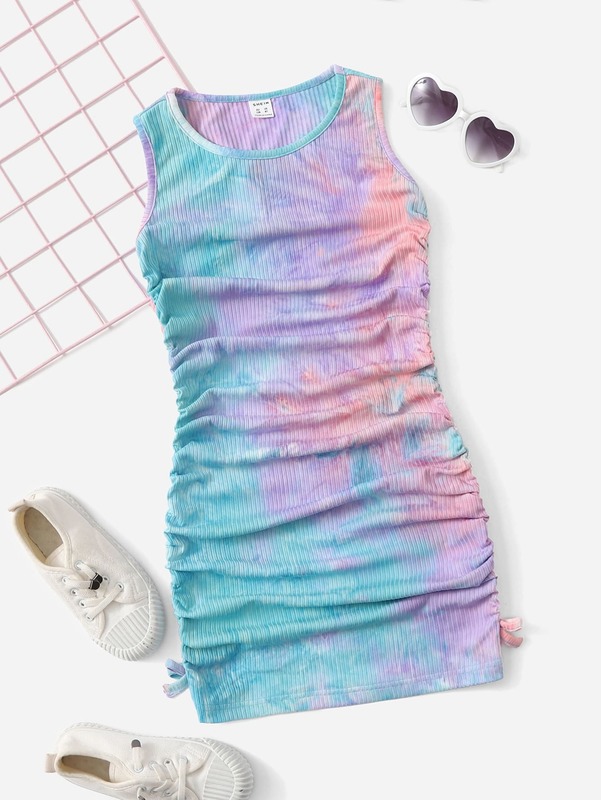 Girls Tie Dye Rib Knit Dress SHE