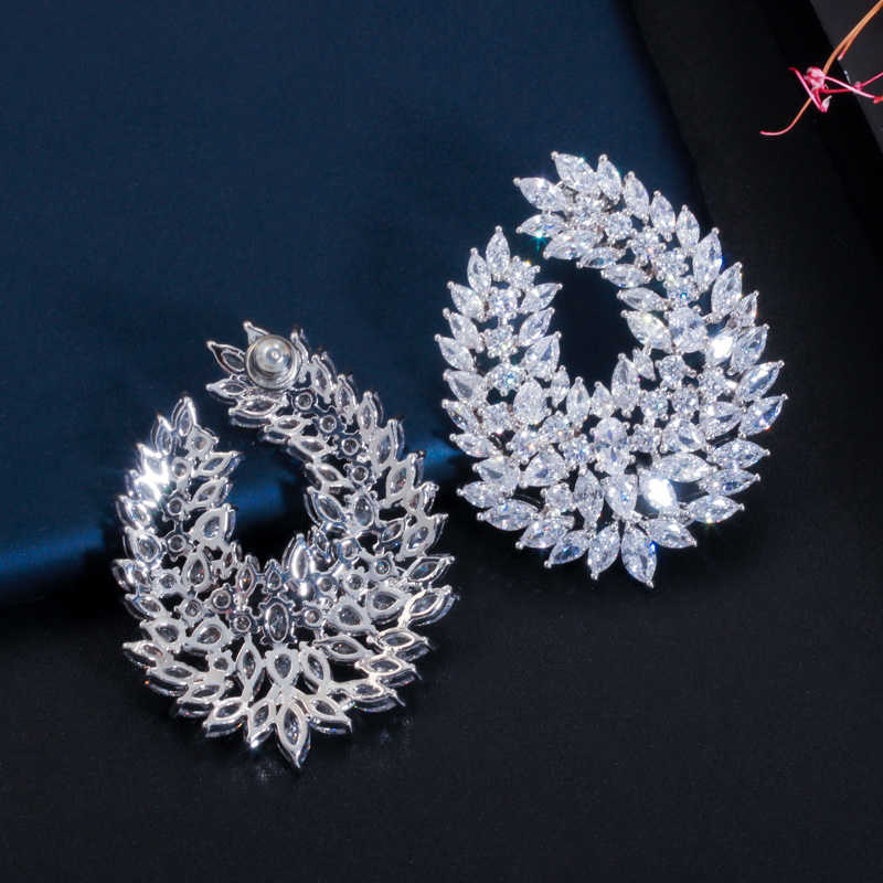 CWWZircons Waterdrop Full Mirco Paved Cubic Zircon Naija Wedding Earring Fashion Women Party Jewelry CZ612 211006