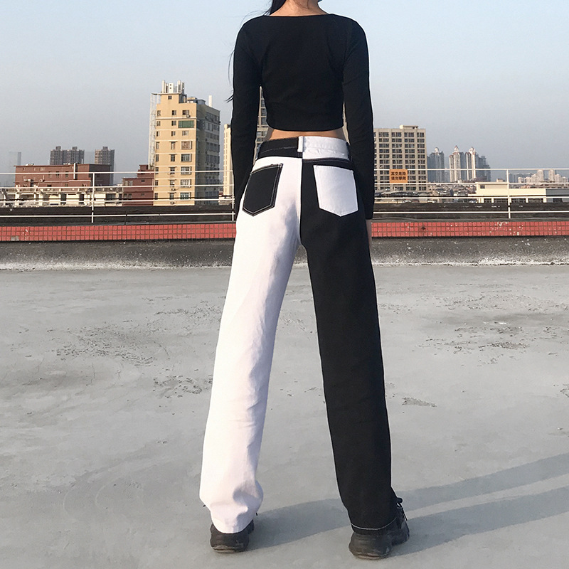 Women Fashion High Waist Contrast Trousers 2021 Winter New Y2K Streetwear Loose Splice Pocket Casual Straight Pants, Black;white
Women Fashion High Waist Contrast Trousers 2021 Winter New Y2K Streetwear Loose Splice Pocket Casual Straight Pants, Black;white