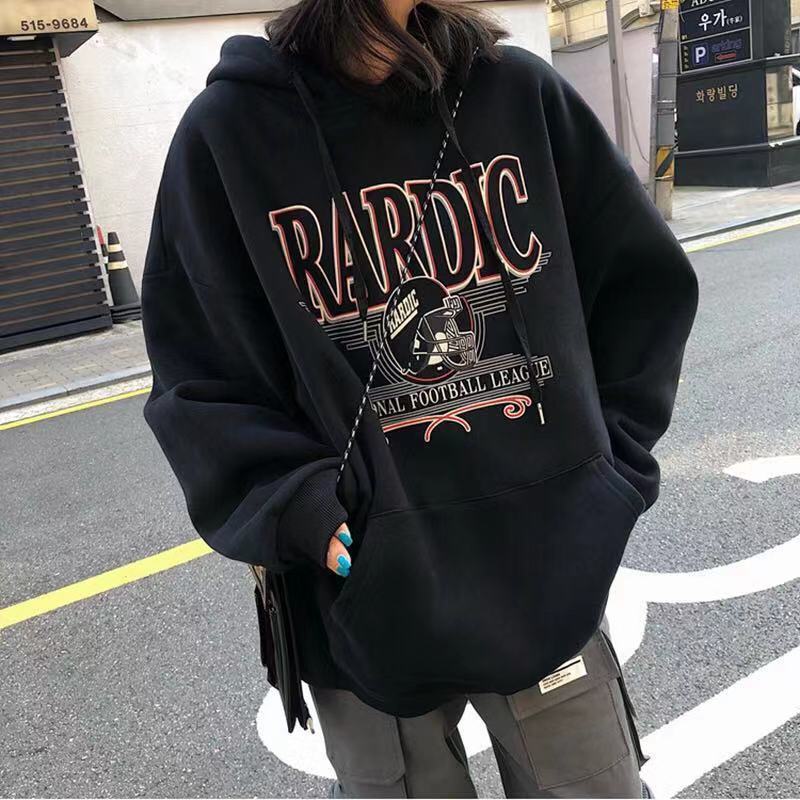plus velvet thick hooded sweatshirt women's autumn winter new loose Korean style Streetwear women tops harajuku hoodie 201102
