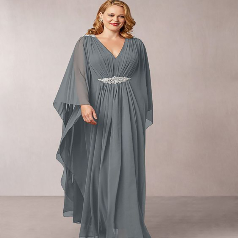 Elegant Plus Size Dubai Evening Dress 2021 With Beaded Arabic Kaftan Abaya Formal Party Dresses Sexy V Neck Chiffon Prom Gowns Robe De Soirée Mariage